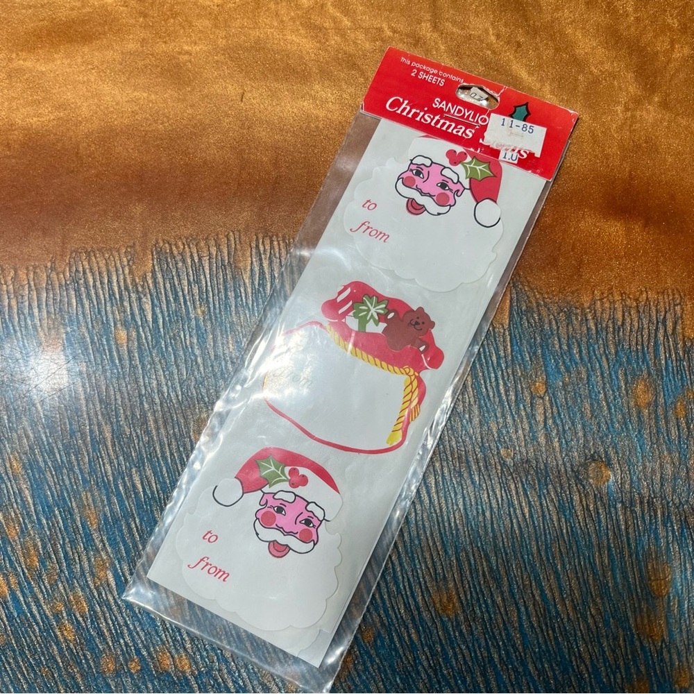 Vintage New Sandylion Christmas Gift Tags Santa and sack made in Canada